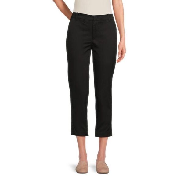 VINCE Flat Front Cropped Chino Pants in Black NWT Size 4 - Picture 1 of 7